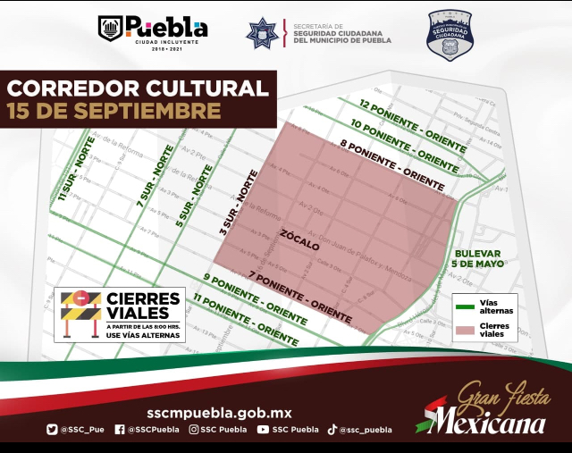Alista Ayuntamiento de Puebla corredor gastronómico cultural para 15 de Septiembre