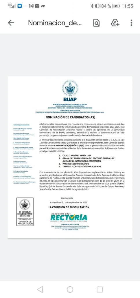 Cedillo Ramírez, Grajales y Porras, Paredes Solorio y Tamariz Flores, perfiles idóneos para la rectoria a la BUAP: Auscultación