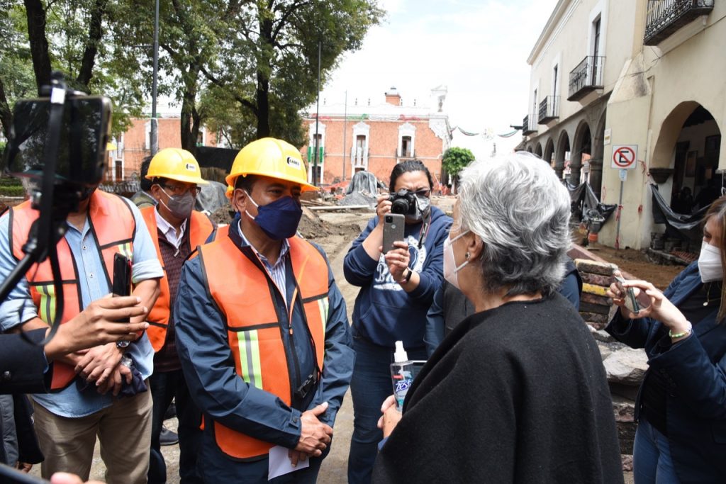 Verifica Jorge Corichi obras de remodelación del Centro Histórico de Tlaxcala