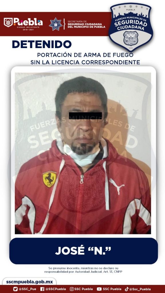 Detuvo Policía Municipal de Puebla a tres hombres por portación  ilegal de arma de fuego 