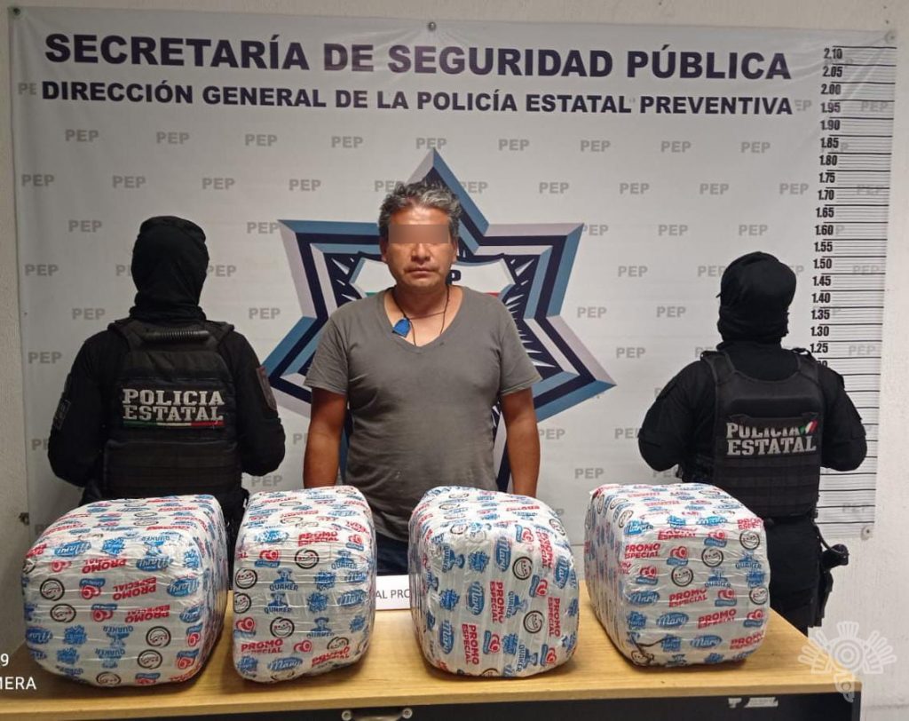 Con más de 26 kg de marihuana, Policía Estatal detiene a presunto narcomenudista