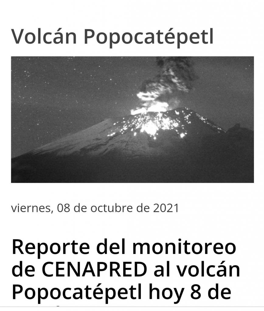 Popocatépetl registra 87 exhalaciones y 34 minutos de tremor