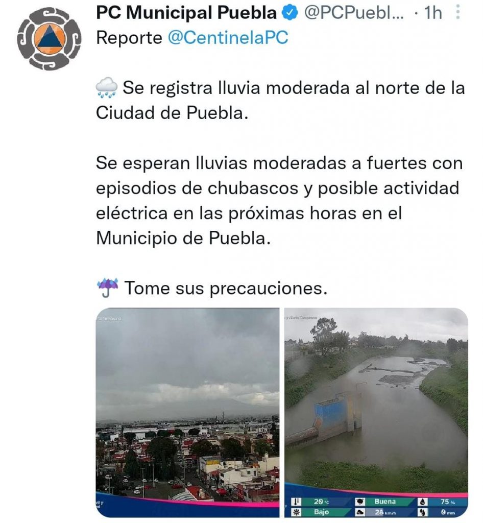 Video desde Puebla: Protección Civil municipal no reporta daños por la lluvia de media tarde