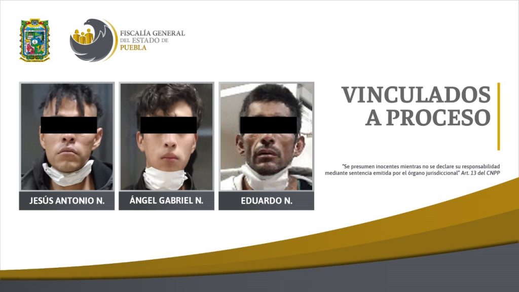 Tres hombres en prisión preventiva por robo agravado en Puebla capital