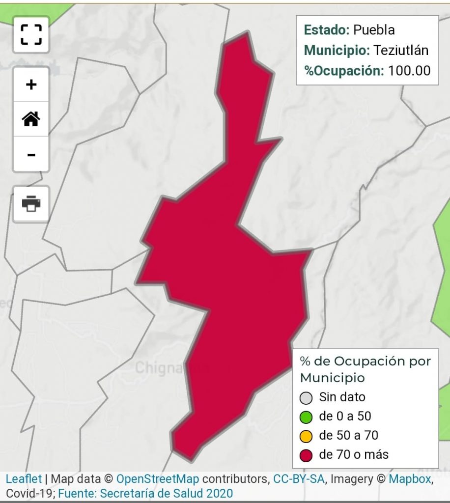Teziutlán, al 100 por ciento de pacientes en camas con ventilador en Unidades en Cuidados Intensivos