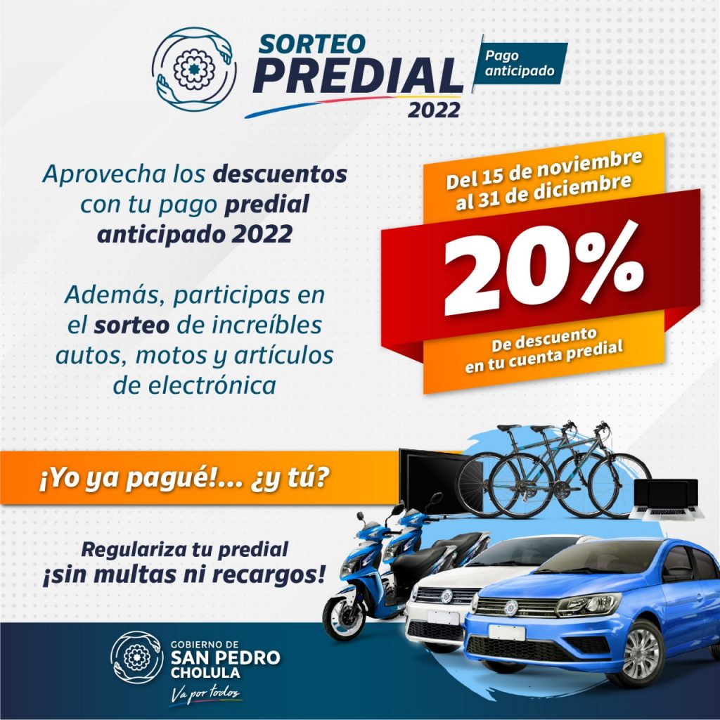 En San Pedro Cholula, 20% de descuento en el predial 2022, informa el ayuntamiento
