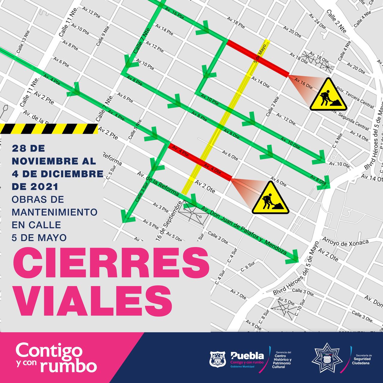 Video desde Puebla: Ayuntamiento de la capital cerrará calles del centro histórico para intervenir la 5 de Mayo, anuncian
