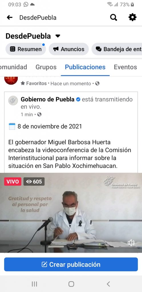 Parte de Guerra Puebla lunes 8: La entidad acumuló 16 muertos más por Covid19, informó el secretario de Salud