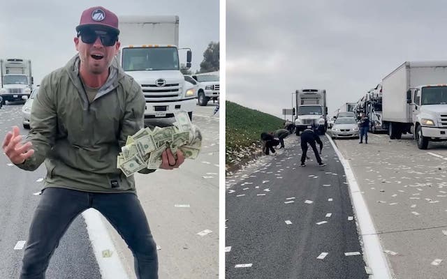 Camión deja caer dólares en una carretera EU; las autoridades piden a quienes los recogieron que los devuelvan
