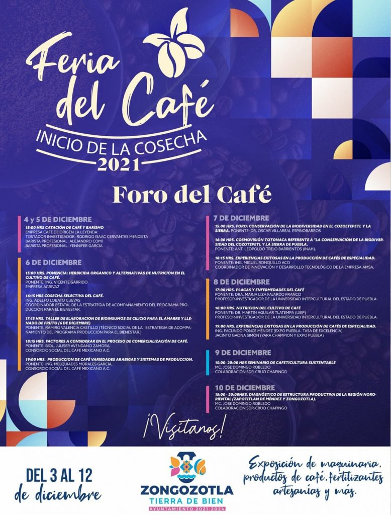 Anuncian foro del café en Zongozotla, como parte de las actividades de la Feria del Café