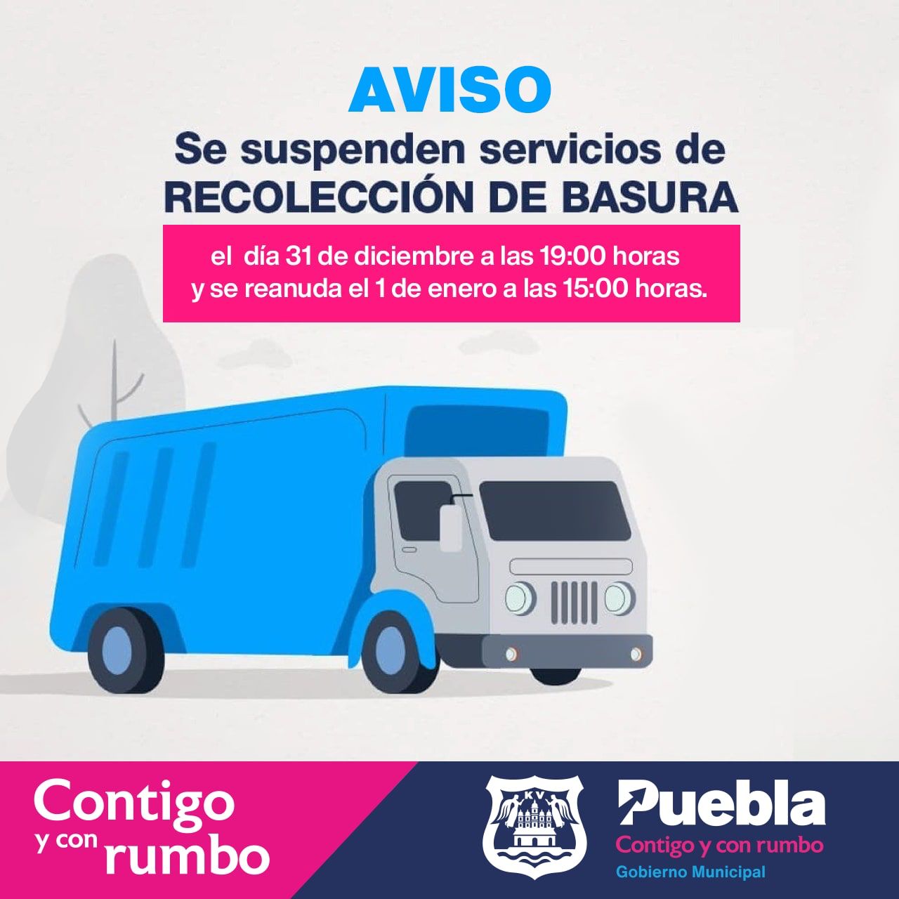 ¡Atención! Ayuntamiento de Puebla precisa horarios de recolección de basura este fin de año