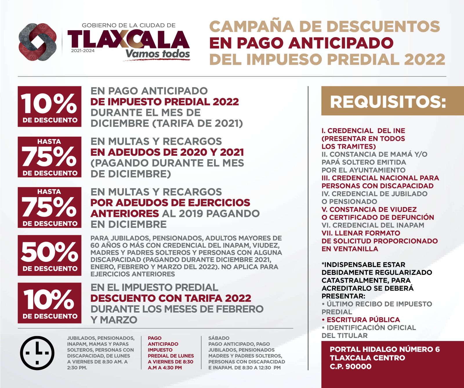 Ofrece Tlaxcala capital  descuento a quienes anticipen pago de predial