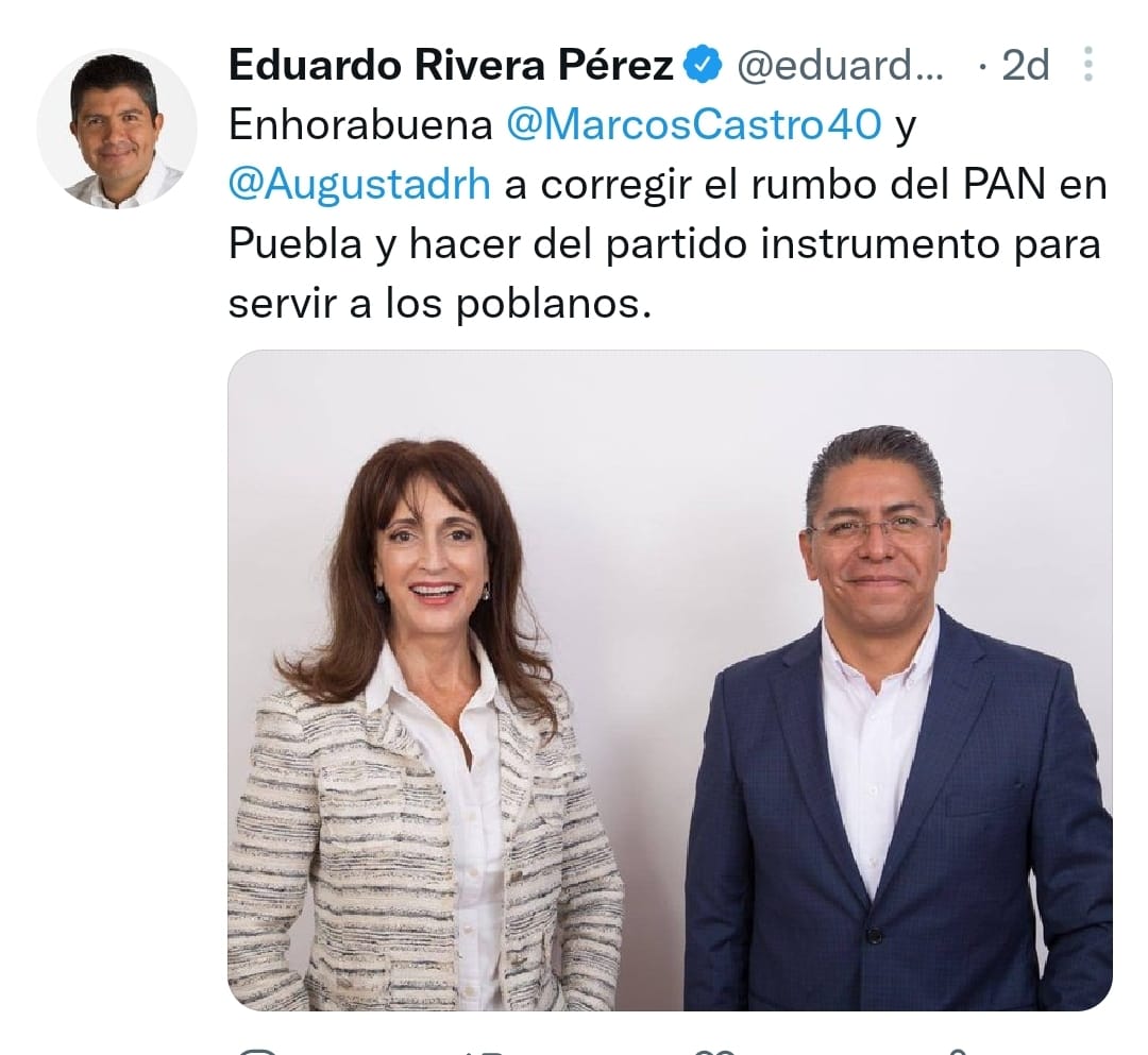 Genoveva Huerta y Eduardo Rivera con nuevo pleito tuitero por el PAN estatal