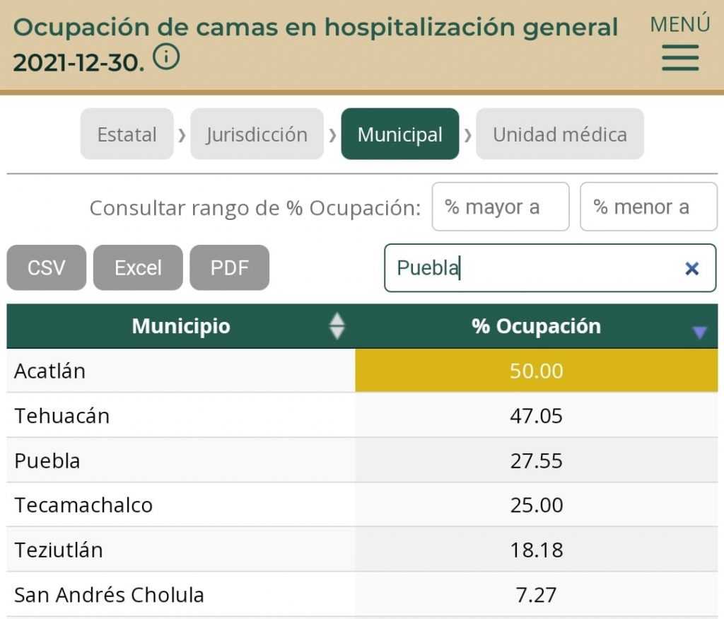 Puebla capital y San Andrés Cholula, municipios de la entidad con pacientes intubados en Unidades de Cuidados Intensivos