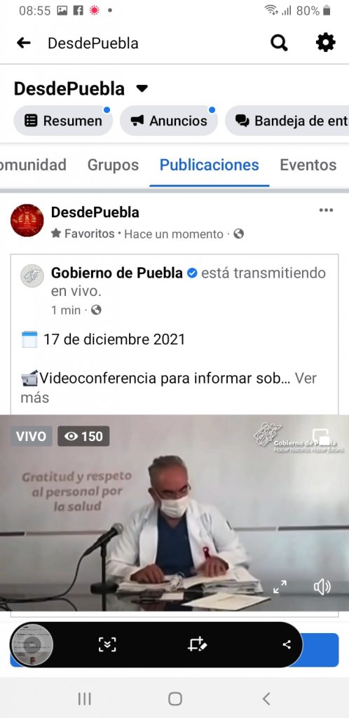 Parte de Guerra Puebla viernes 17: La entidad lleva 16 mil 340 muertes y 123 mil 141 contagios de Covid, informó el secretario de Salud