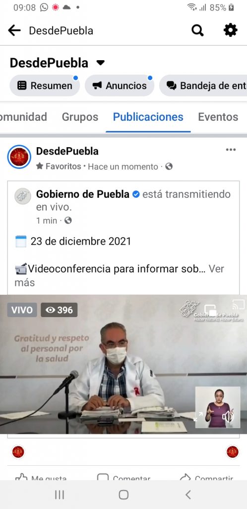 Parte de Guerra Puebla jueves 23: La entidad suma 16 mil 360 muertos y 123 mil 353 casos de Covid, informó el secretario de Salud