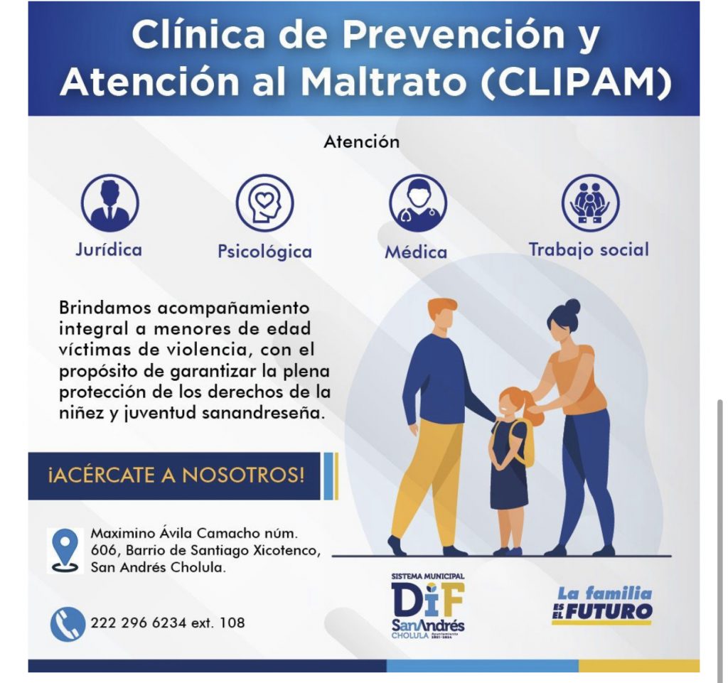 A través de la clínica de prevención y atención al maltrato, DIF de San Andrés Cholula protege los derechos de la niñez