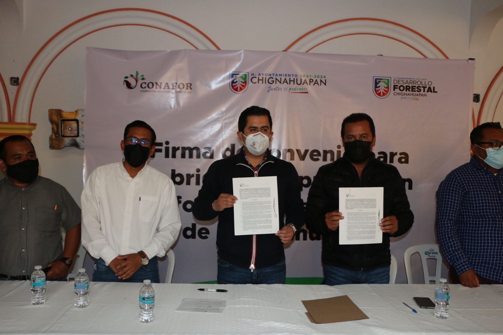 Se firma convenio para la protección y sanidad de la reserva forestal en Chignahuapan.