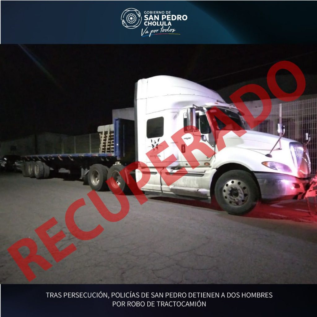 Tras persecución, policía de San Pedro recupera  tractocamión robado