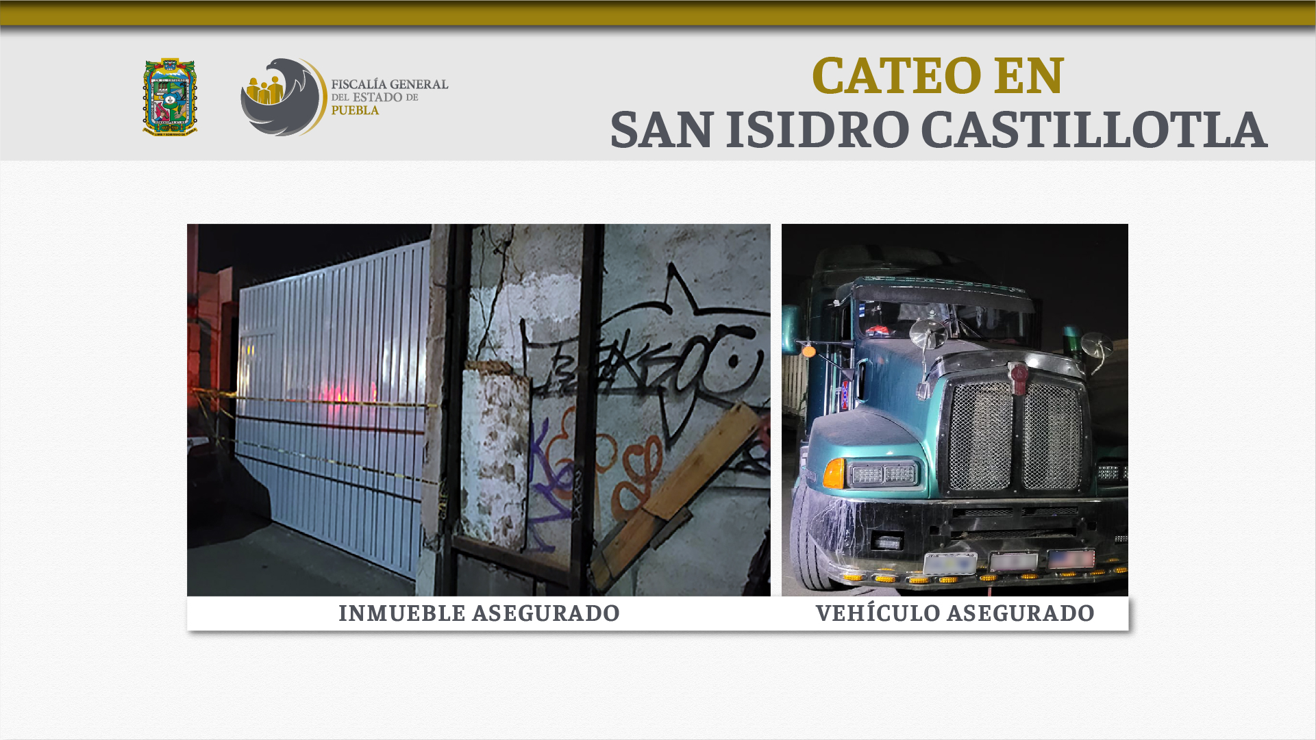Por robo de vehículo con mercancía, Fiscalía cateó inmueble en Castillotla