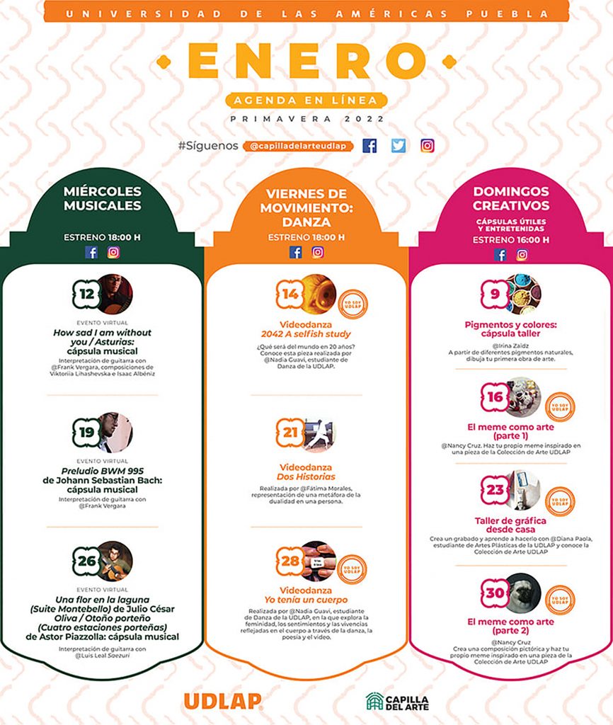 La Capilla del Arte UDLAP impulsa el arte a través de su agenda cultural en línea