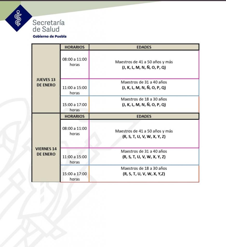 Arranca mañana vacunación de refuerzo al sector educativo; docentes brindarán clases a distancia