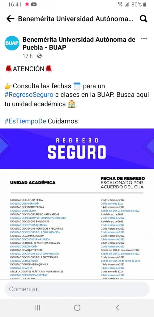 Fotonota: Facultad de Enfermería, primera unidad académica que regresa a clases presenciales en la BUAP