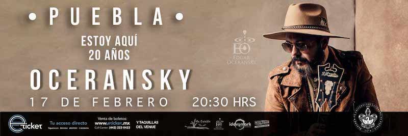 Edgar Oceransky llega a Puebla con su gira “20 Años Estoy Aquí”.