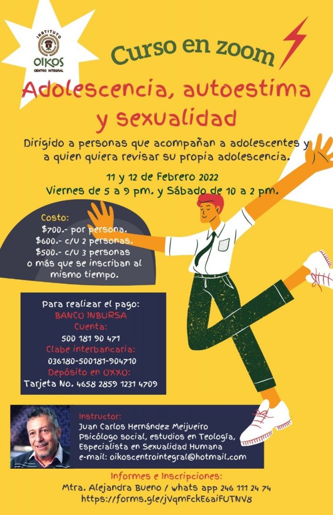 Anuncian curso en línea: Adolescentes, Autoestima y Sexualidad
