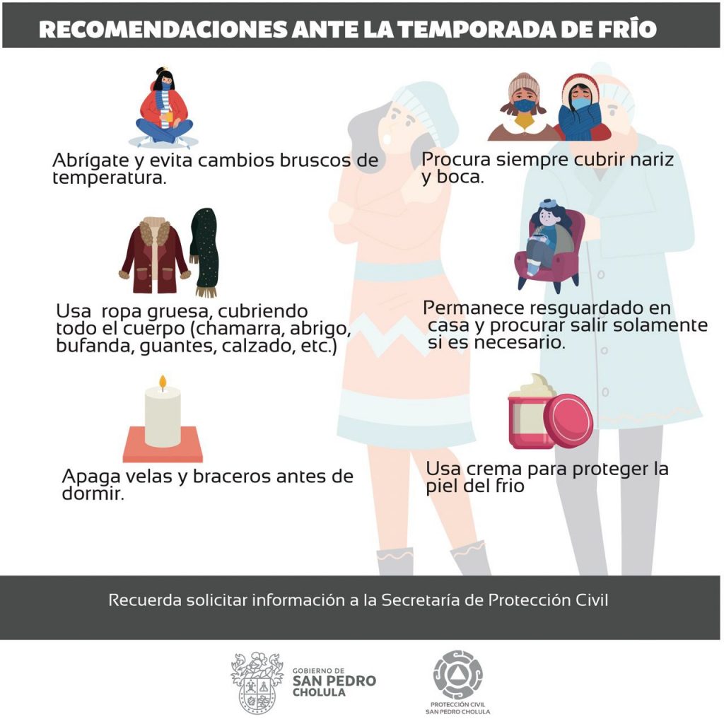 Ayuntamiento de San Pedro Cholula emite recomendaciones por la temporada de frío