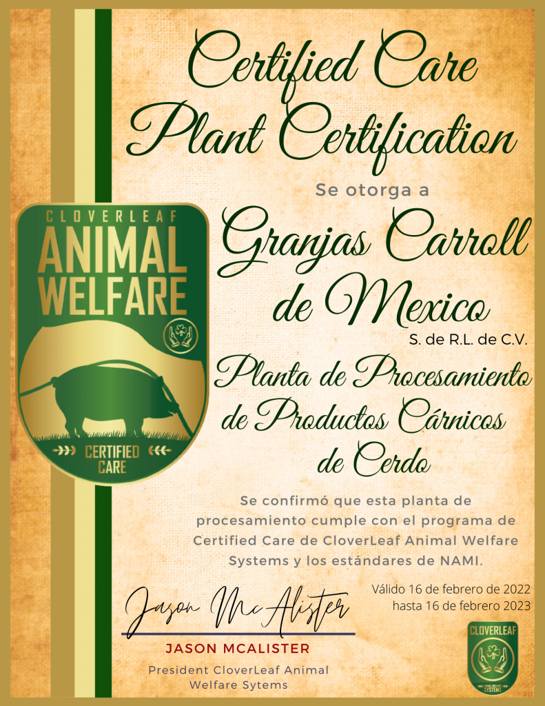 Granjas Carroll, primera empresa en México certificada por cuidado y bienestar animal