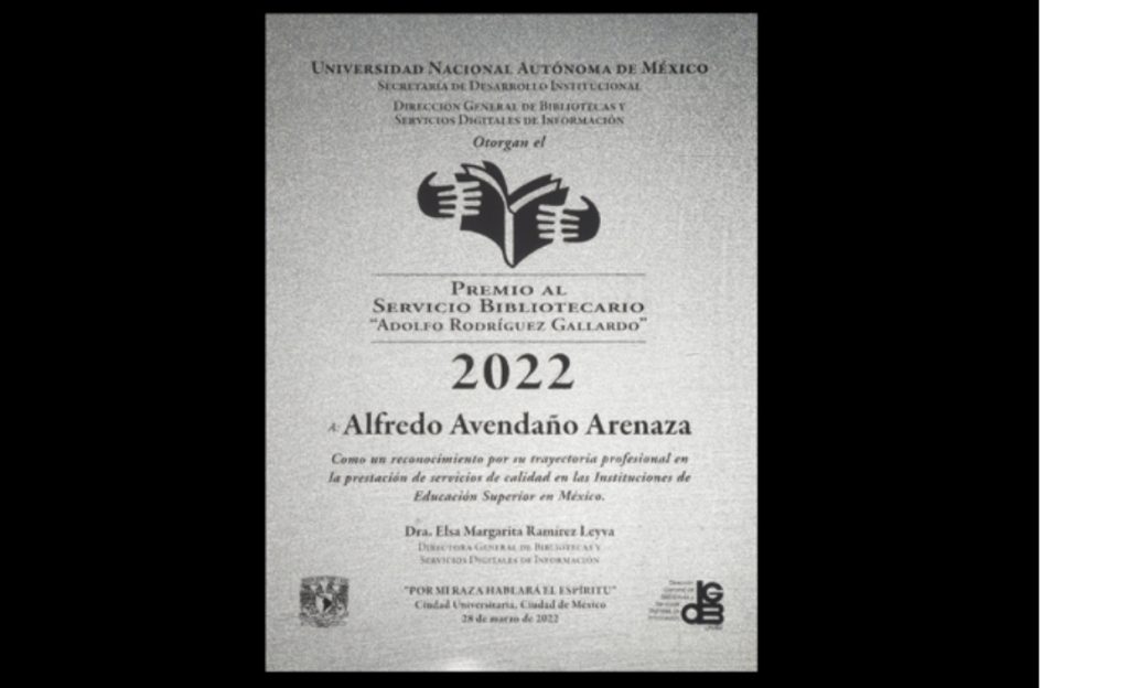 El director General de Bibliotecas de la BUAP es distinguido por la UNAM con el Premio “Adolfo Rodríguez Gallardo”