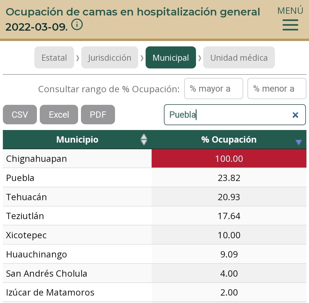 San Andrés Cholula, Puebla y Tehuacán, municipios de la entidad con mayor porcentaje de pacientes hospitalizados: IRAG