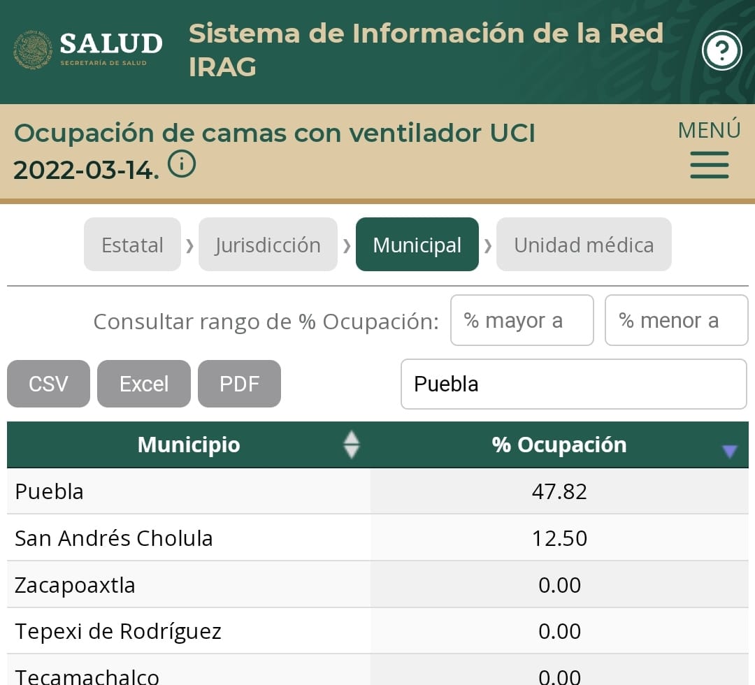 Puebla y San Andrés Cholula, municipios del estado con mayor porcentaje de pacientes hospitalizados: Irag
