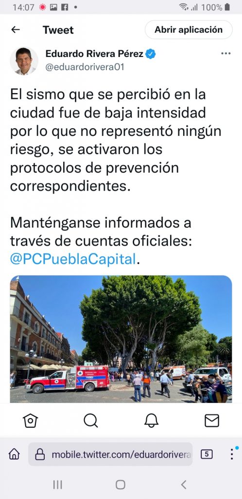 Video desde Puebla: Eduardo Rivera señala que sismo en Oaxaca no representó riesgo en la ciudad