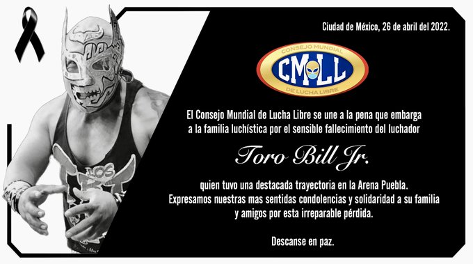 ¡Lamentable! Muere el luchador Toro Bill Jr. tras dar función en la Arena Puebla