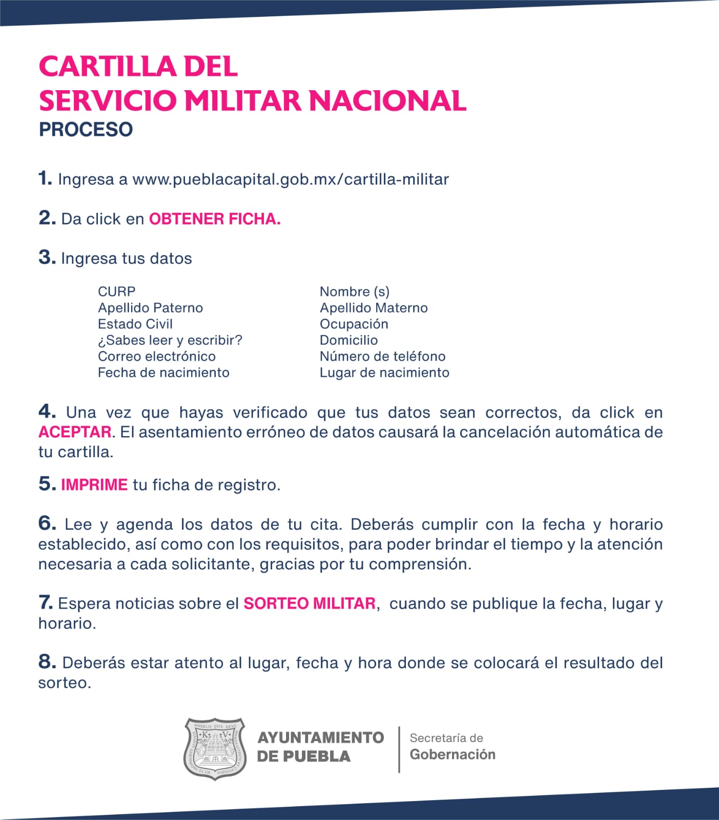 Ayuntamiento de Puebla lanza convocatoria del servicio militar