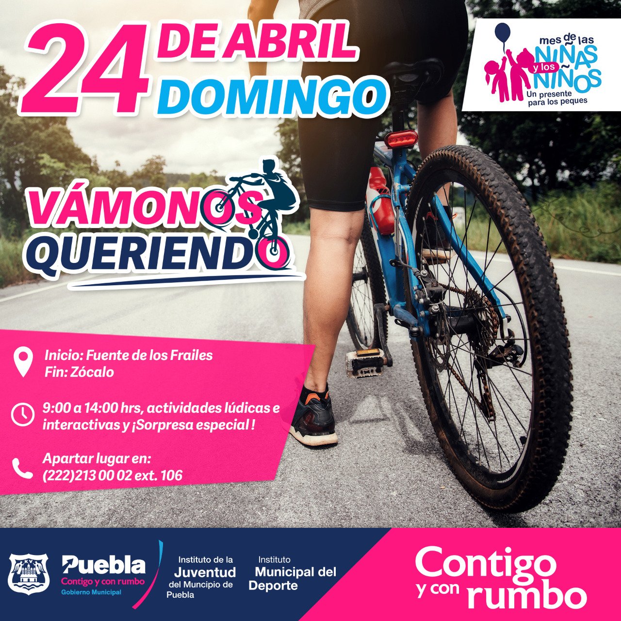 Ayuntamiento de Puebla convoca a niños a participar en la rodada “Vámonos Queriendo”