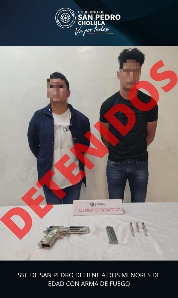 Policía de San Pedro Cholula los detiene con un arma de fuego…pero son menores de edad