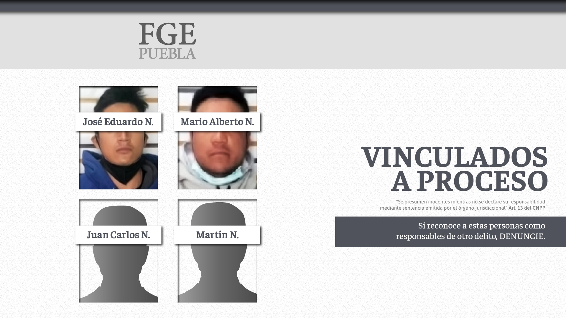 FGE obtuvo vinculación a proceso de 4 presuntos homicidas en San Martín