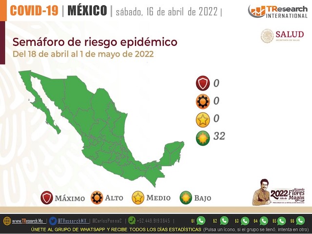México sumó 35 defunciones y llegó a 485 mil 974