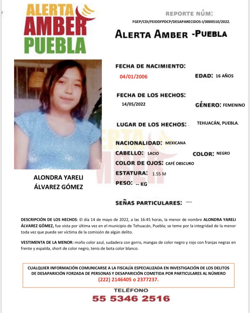 ¡ Alerta Amber ! Alondra Yareli Álvarez Gómez