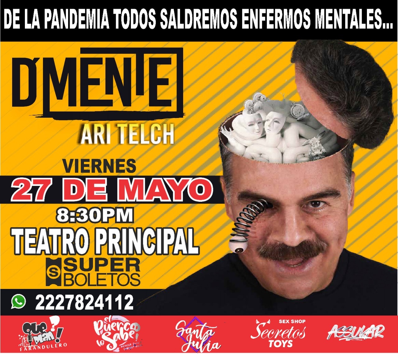 Ari Telch regresa a Puebla con “D’Mente”, su exitoso soliloquio