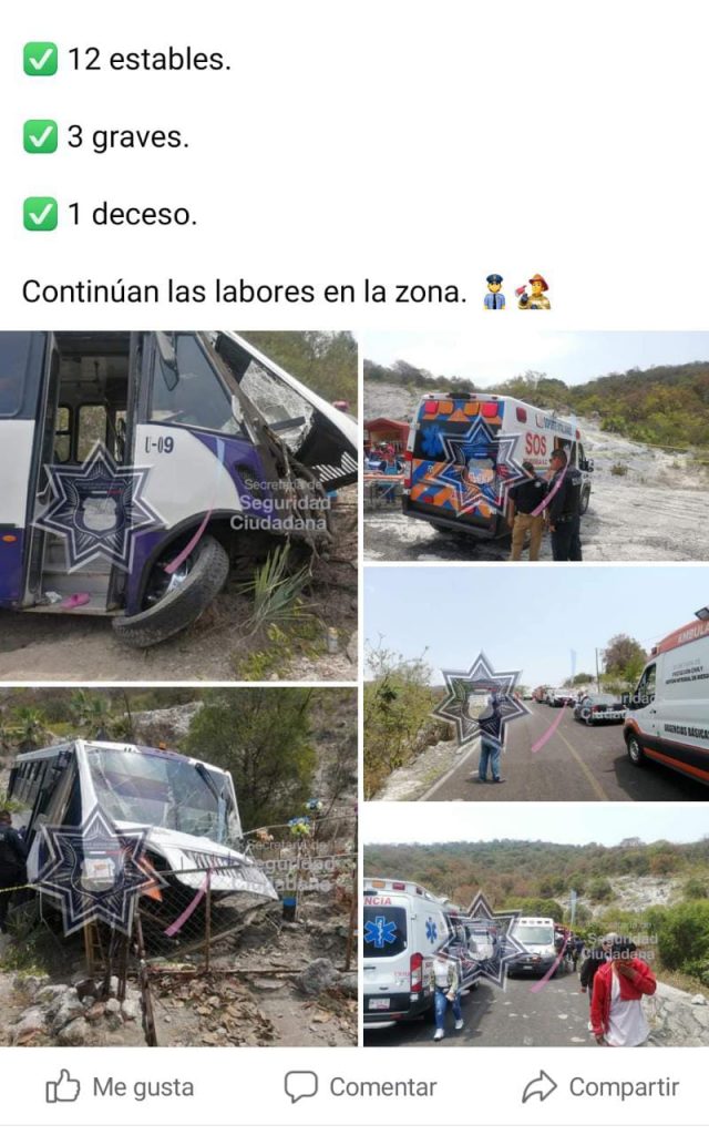 Accidente en la zona de El Aguacate deja un deceso y 15 heridos