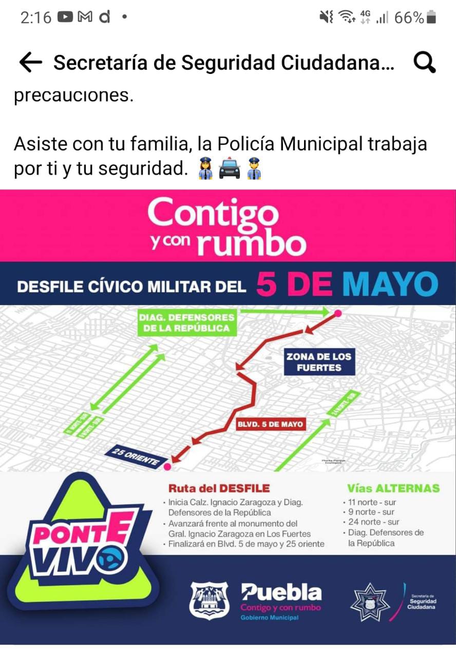 Desfile del 5 de mayo comenzará en Zona de los Fuertes