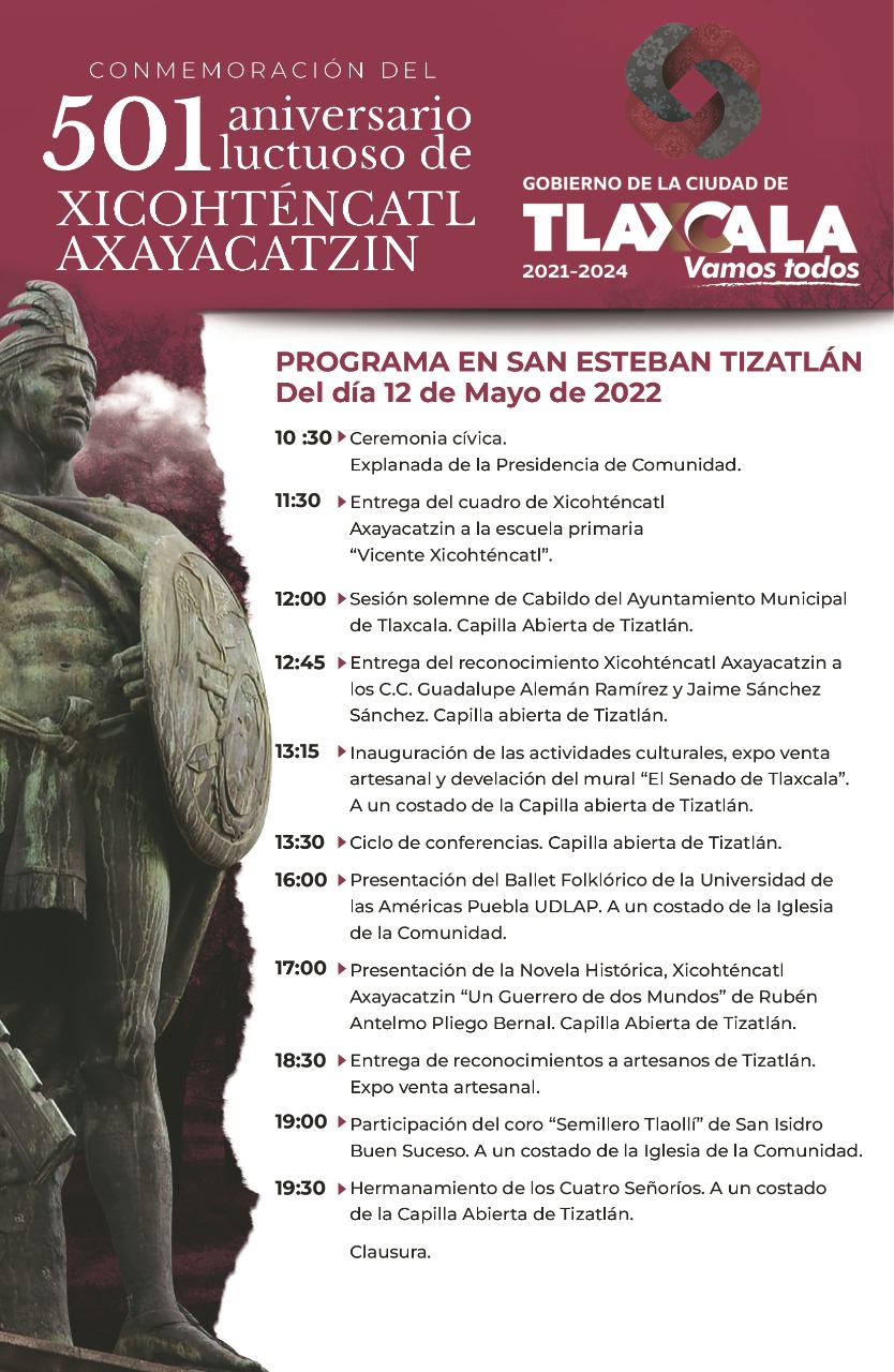 Tlaxcala Capital prepara actividades culturales para conmemorar aniversario del guerrero Xicohténcatl Axayacatzin