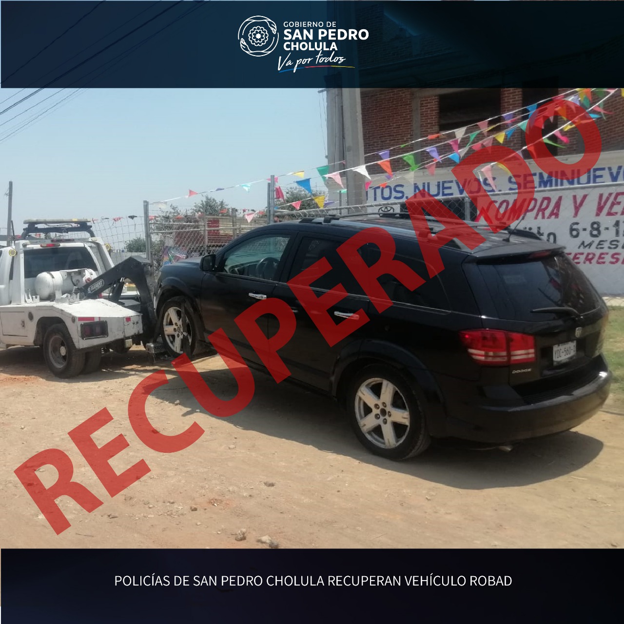Recuperan en San Pedro Cholula vehículo robado