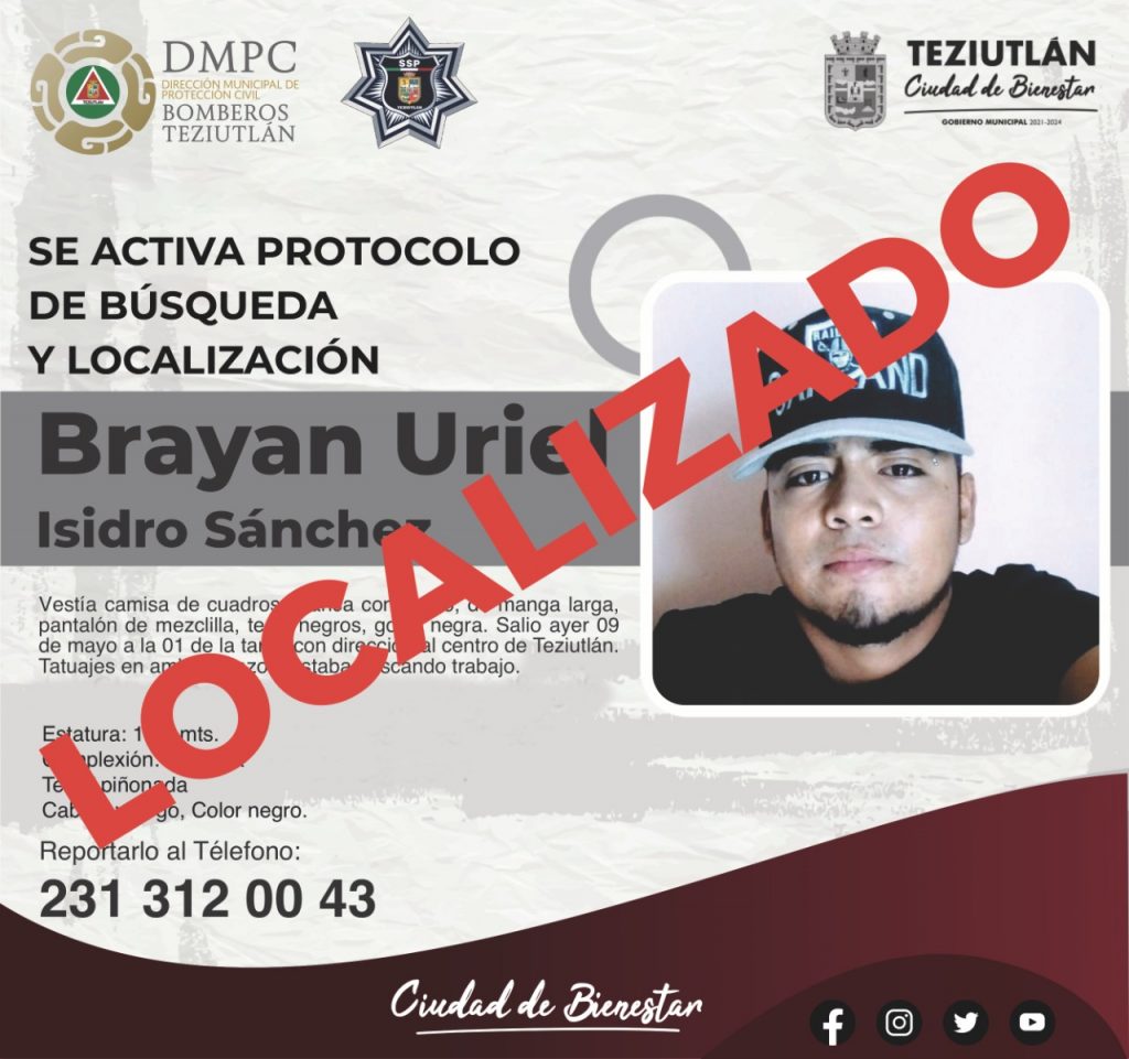 Desde Teziutlán: Localizan a joven desaparecido