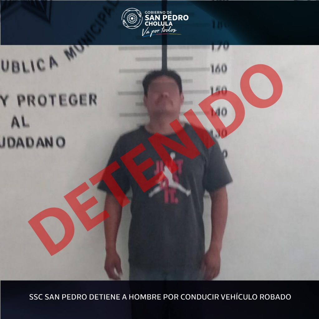 Lo agarran en San Pedro Cholula con carro robado