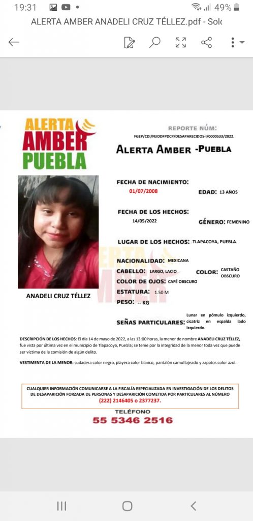 Alerta Amber: No localizan a niña de 13 años